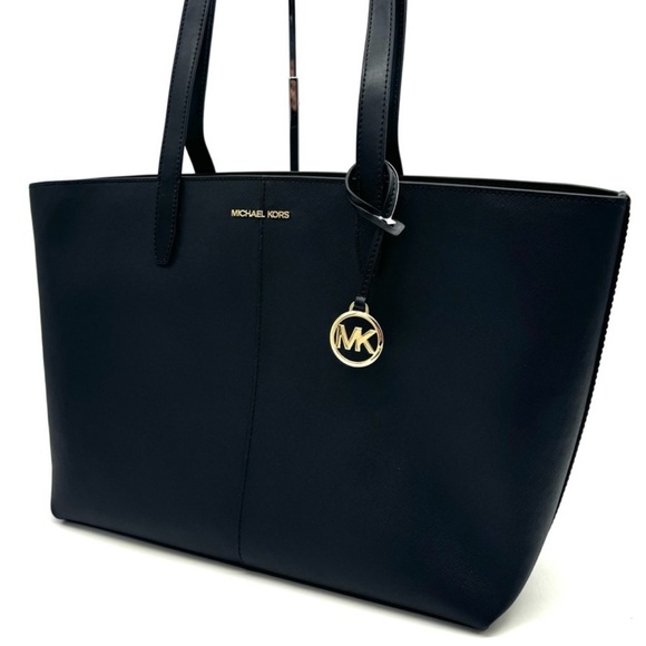 Michael Kors Medium Jet Set Travel Zip Tote Bag Black/Gold - Picture 1 of 10